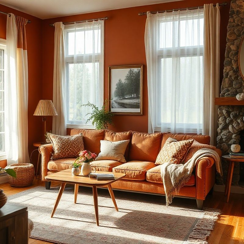 Cozy Edmonton living room in terracotta and cream tones